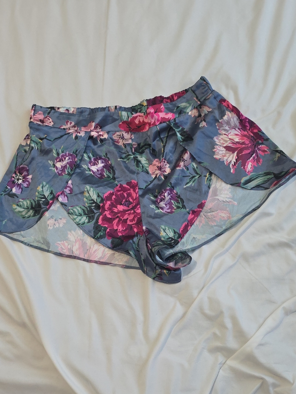 Victoria's Secret Floral Ruffle Shorts - Pink & Slate Blue